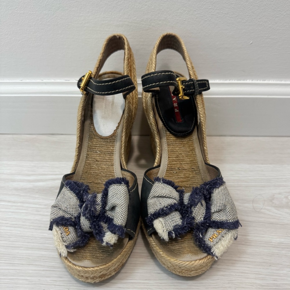 Prada Denim Espadrille Wedges